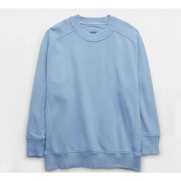 aerie Tops - Aerie Down To Earth Baby Blue Crew Neck Oversized Sweatshirt- Size Small